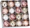 16pcs Christmas Sparkling Ball Ornaments (Rose Gold & Champagne) - 12.8 x 12.8 x 3.15 inches